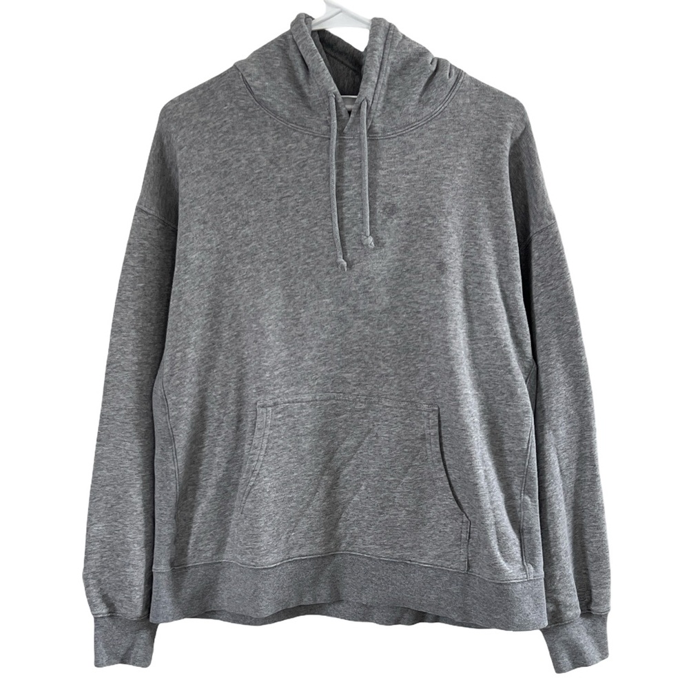 TNA Aritzia Basic Grey Pullover Hoodie Airy AF Fleece Size 2 Comfy Sweatshirt
